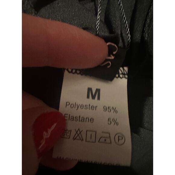 Micas Women's Medium Black Faux Leather Patchwork Ruched Tie Skirt - Picture 5 of 5